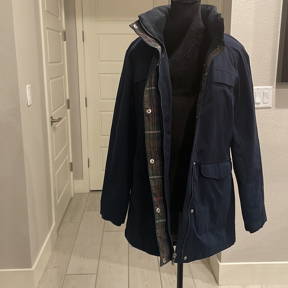 Pendleton Navy Blue Plaid Lined Jacket Size S - image 5